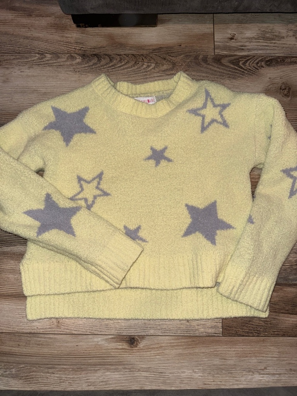 Pink Republic Yellow Sweater with Gray Stars